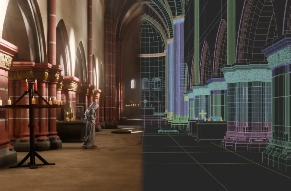 Kloster Mildenfurth. — 3D-Rekonstruktion, Render und Entwurfsansicht